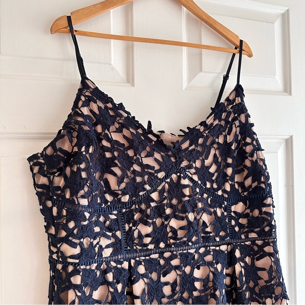 City Chic Navy Lace Midi Dress with Nude Lining - Picture 6 of 12